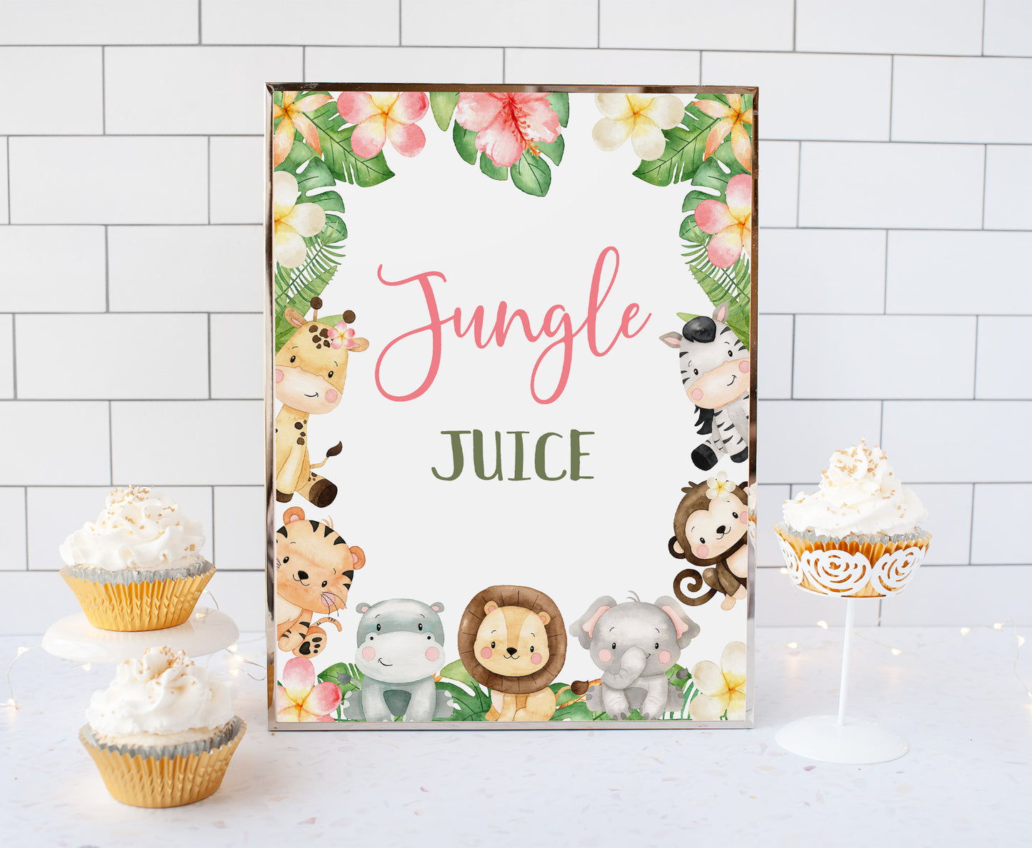 Jungle Juice Sign | Girl Safari Animals Party Table Decorations - 35E