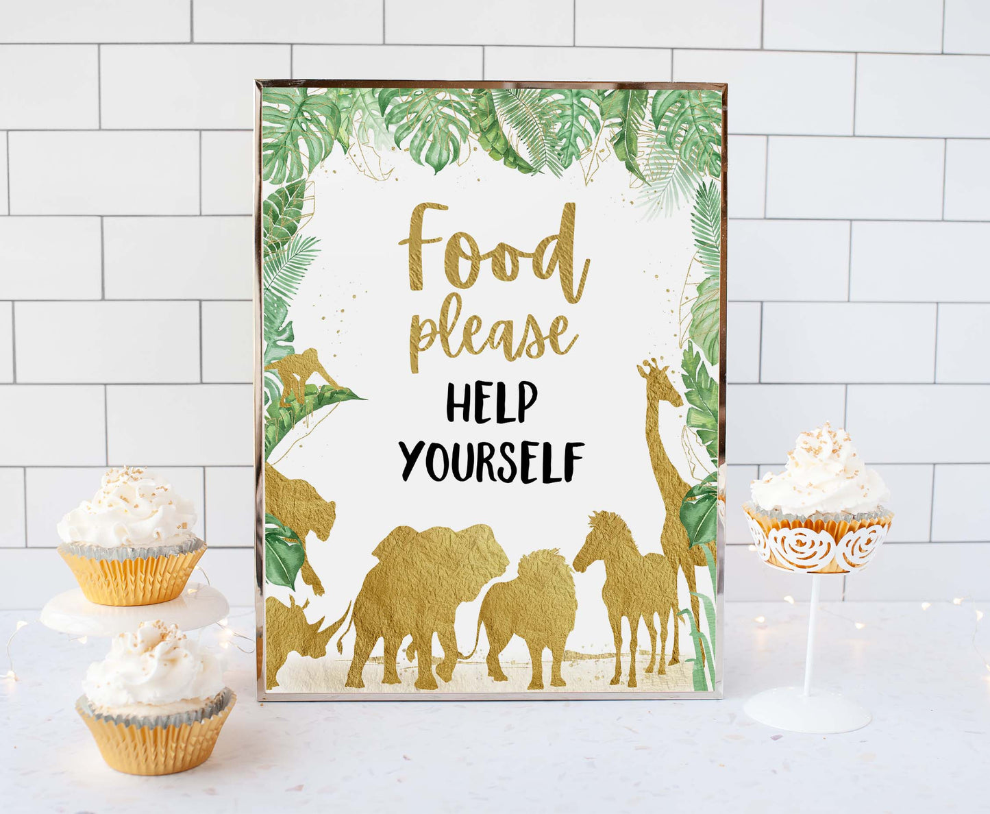 Safari Food please help youself Sign | Jungle Themed Party Table Decorations - 35K