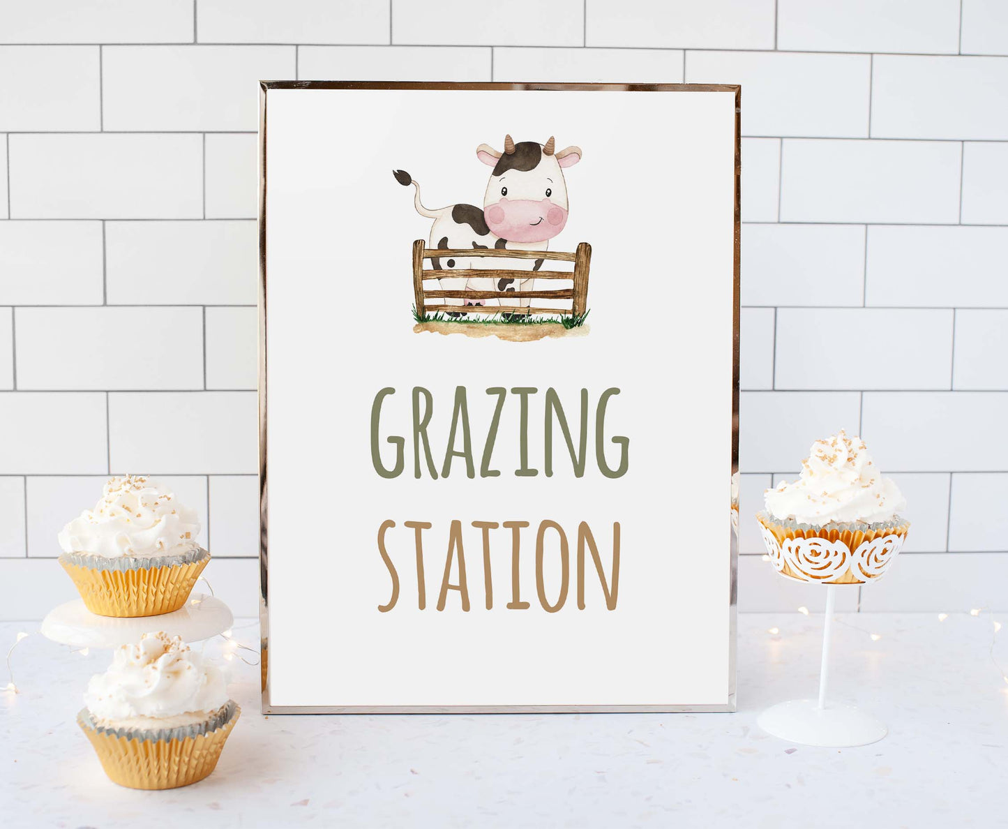 Grazing Station Sign Printable | Farm Party Table Decoration - 11E