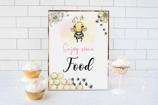 Bee Food Sign | Bee theme Party Table Decoration - 61A