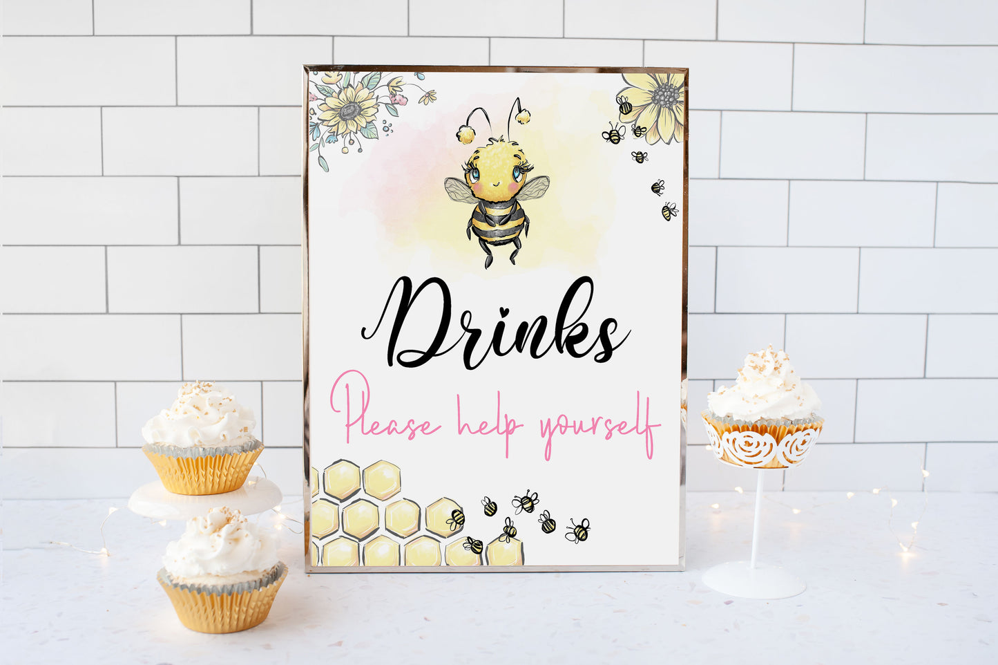 Bee Drinks Sign | Bee theme Party Table Decoration - 61A