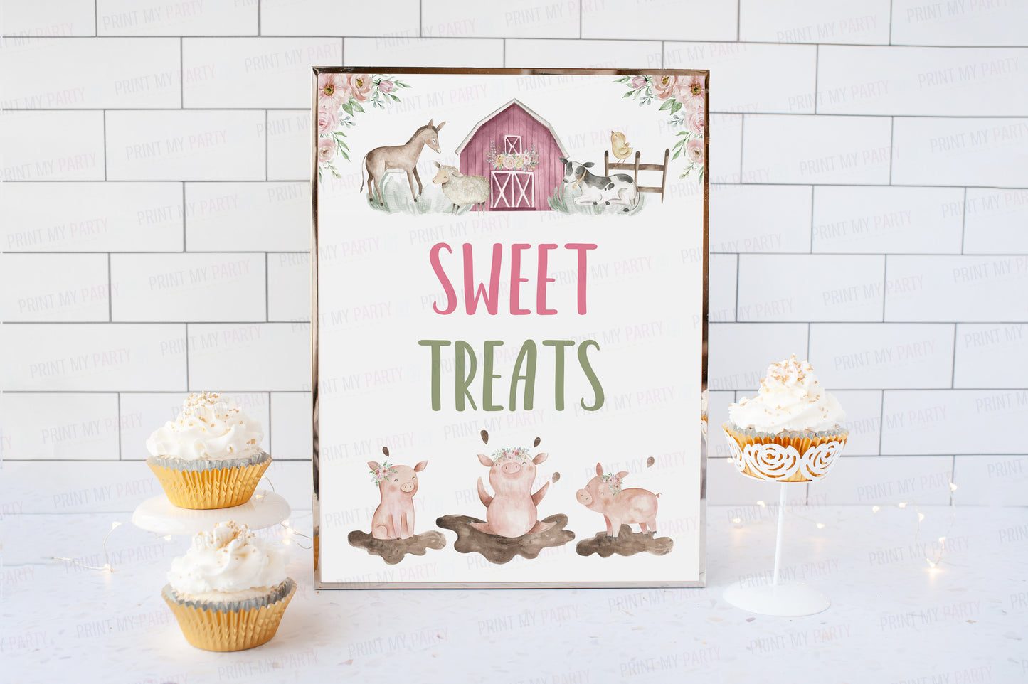 Floral Sweet Treats Sign | Girl Farm Party Decorations - 11B