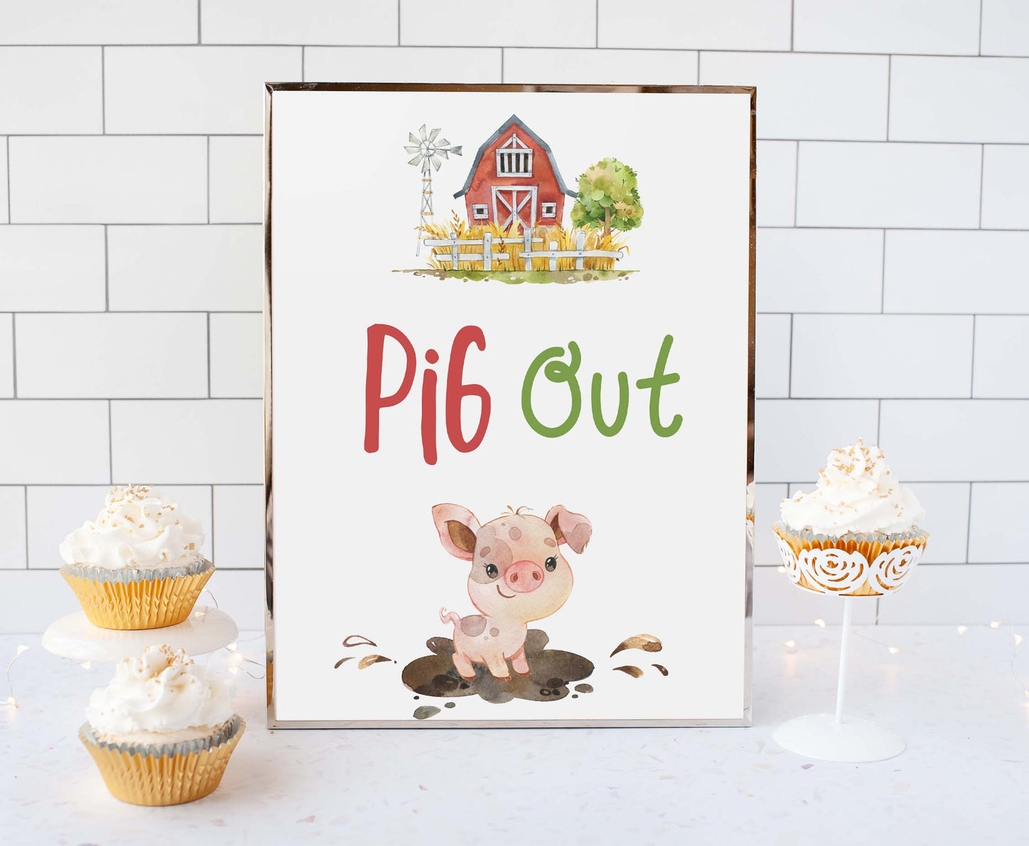 Pig Out Sign Printable | Farm Party Table Decoration - 11d