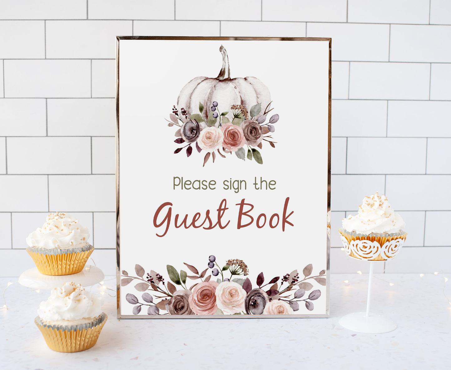 Fall Guest Book Sign | Pumpkin Themed Party Table Decorations - 30I