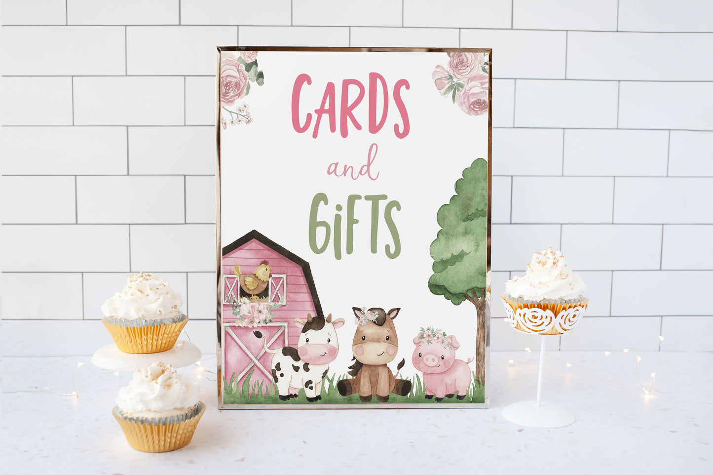 Cards and Gifts Sign Printable | Floral Farm Party Decorations - 11A