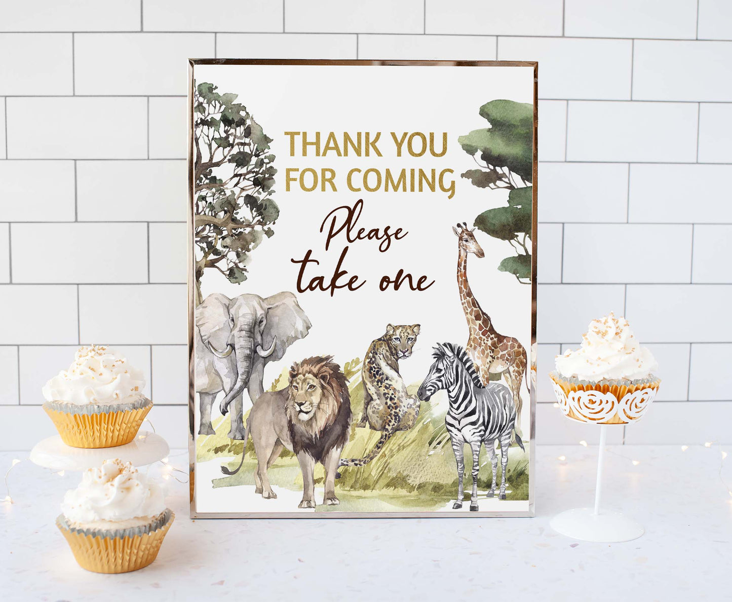 Safari Thank you for coming table sign | Jungle Themed Party Table Decorations - 35I