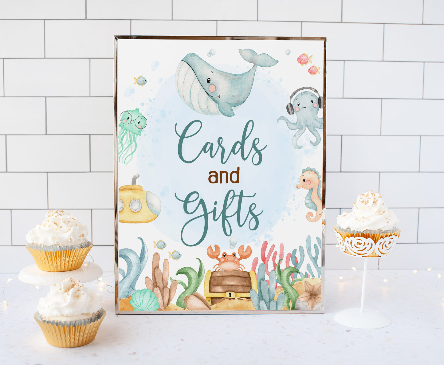 Under the Sea Cards and Gifts Sign | Ocean Themed Party Table Decorations - 44A