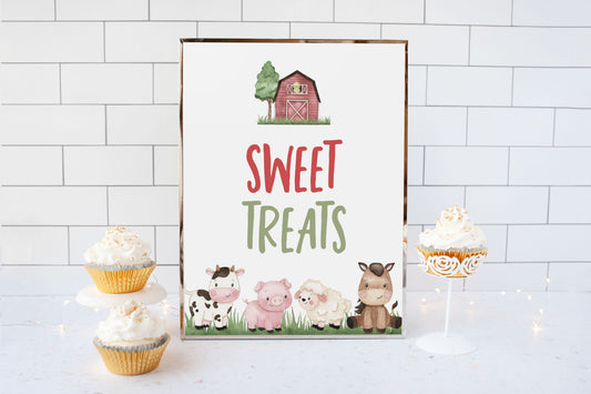 Sweet Treats Sign Printable | Farm Party Table Decoration - 11A