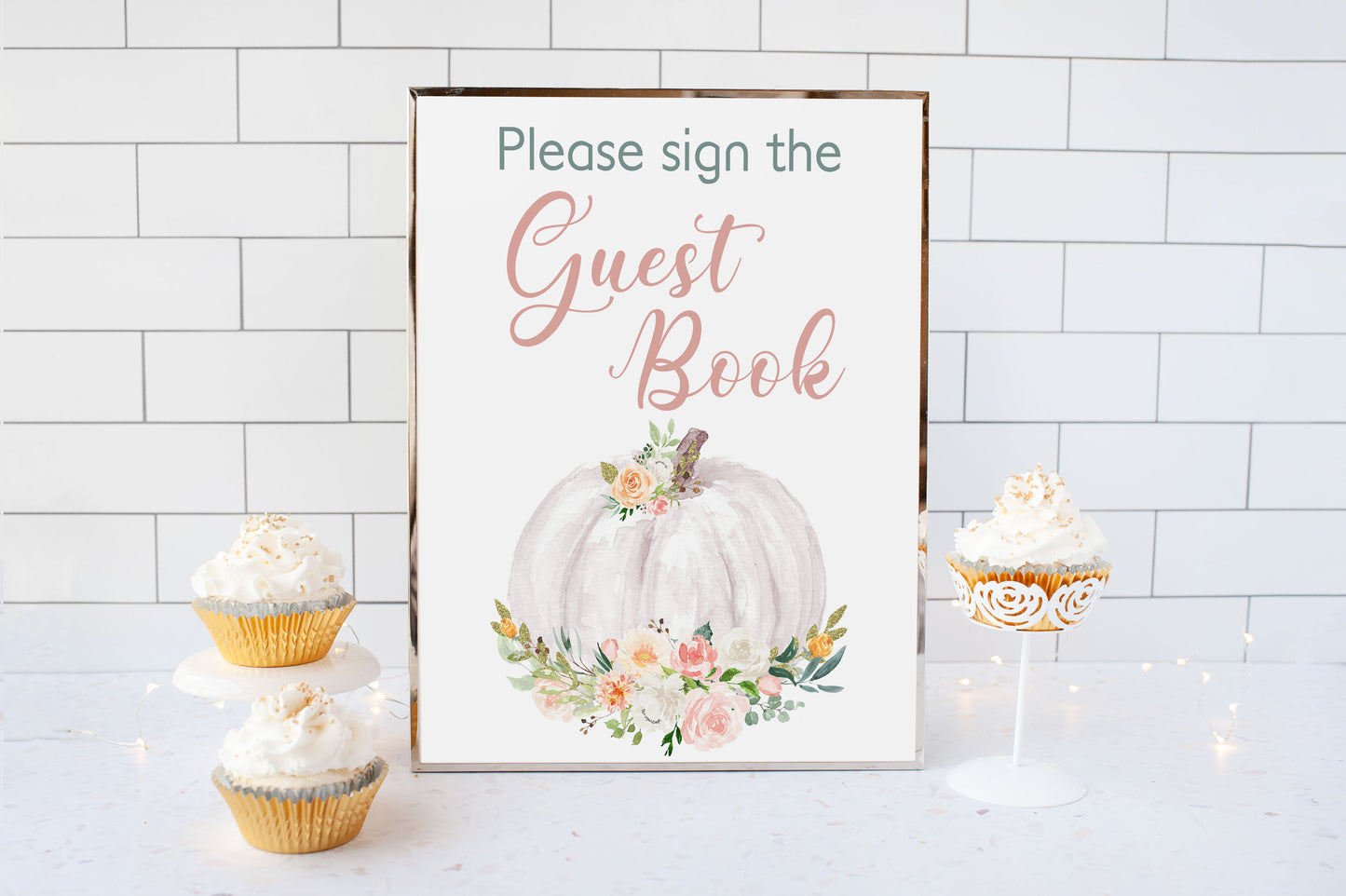 Pumpkin Guest Book Sign | Pumpkin theme Party Table Decoration - 30H