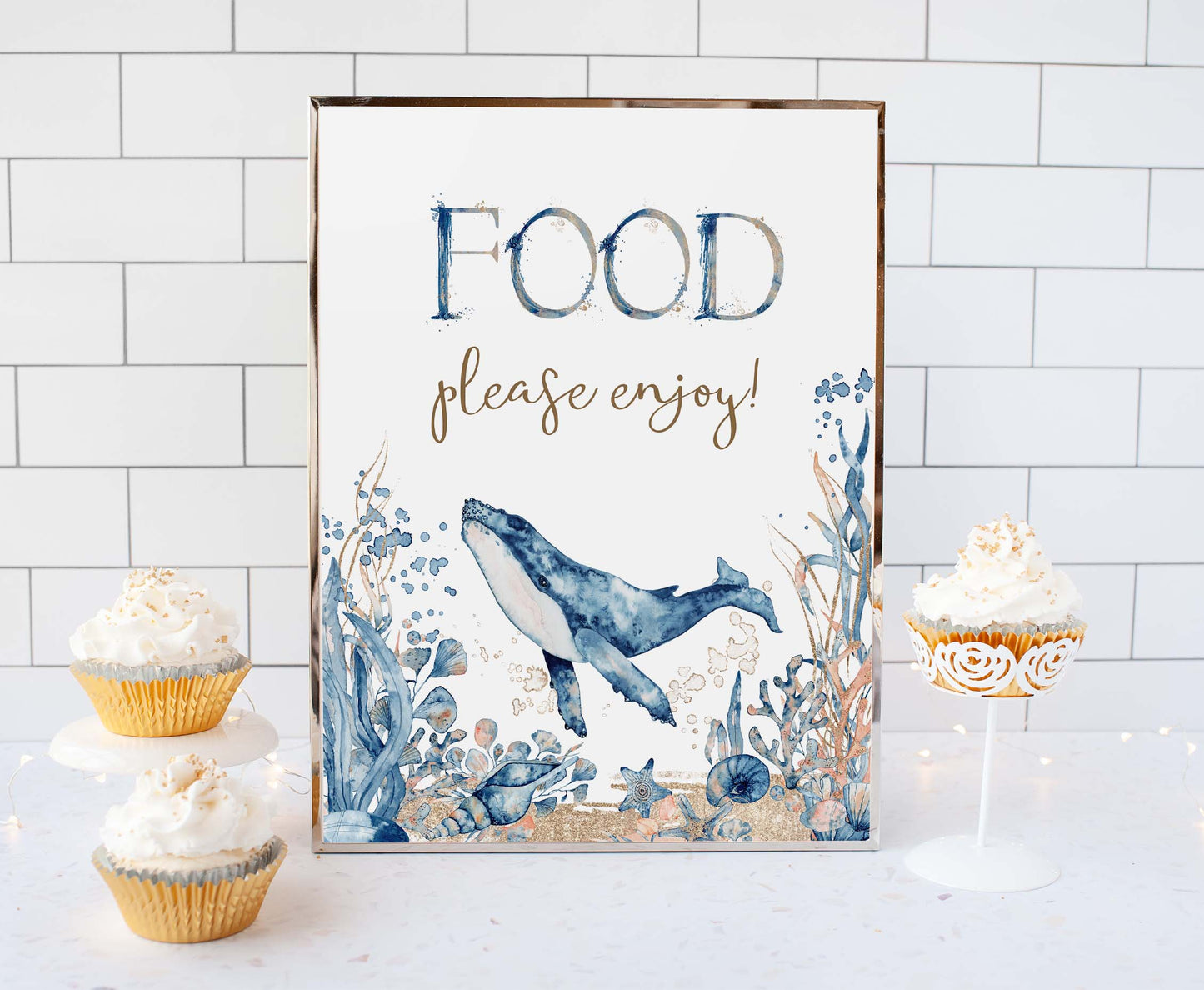 Whale Food Sign | Under the sea Themed Party Table Decorations - 44C