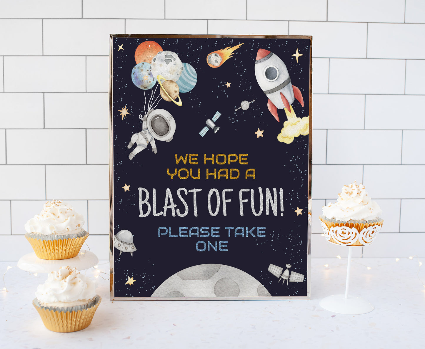 Space Blast of Fun Sign | Astronaut Themed Party Table Decorations - 39C