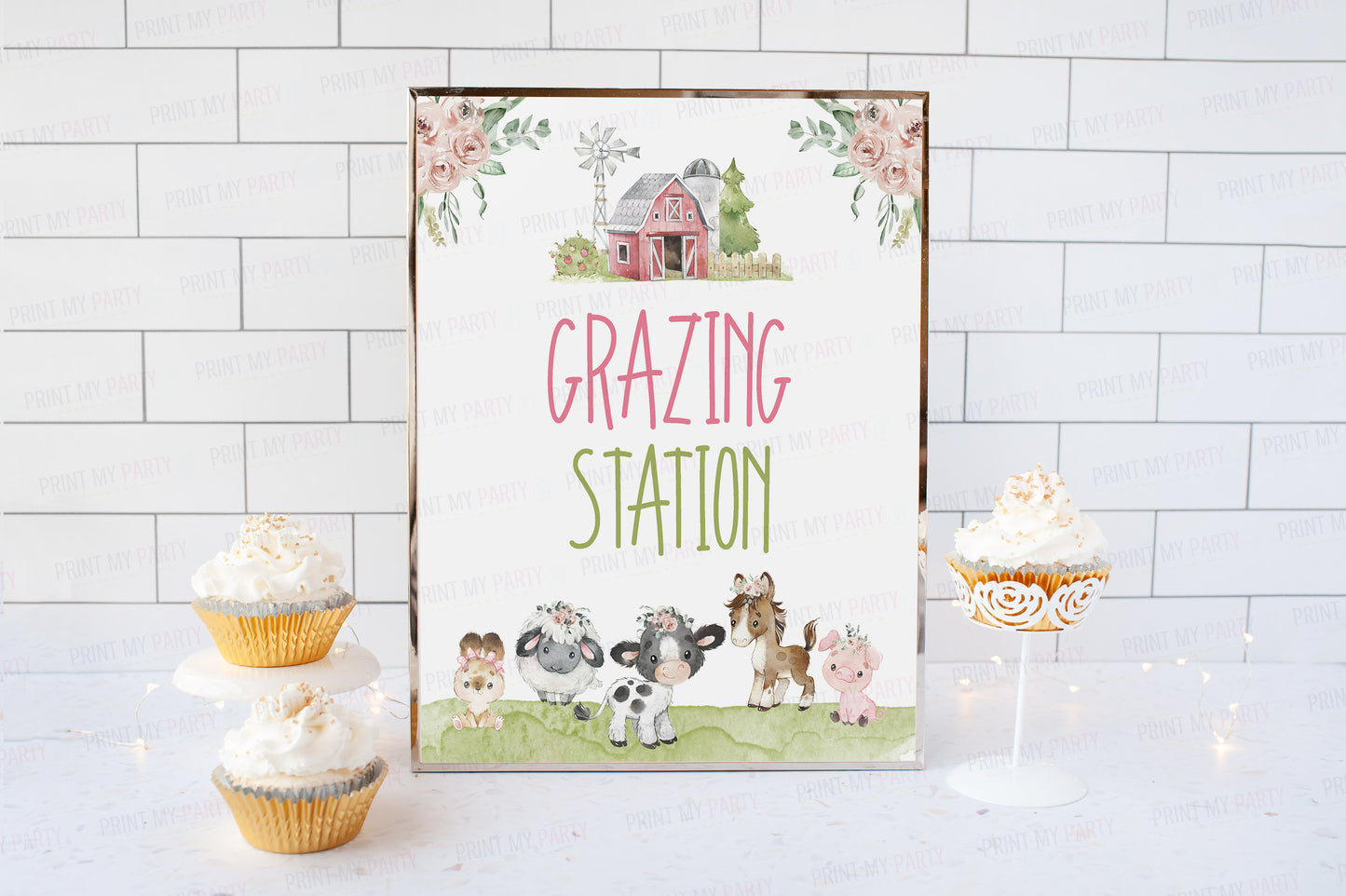 Grazing Station Sign Printable | Floral Farm Party Decorations - 11C1