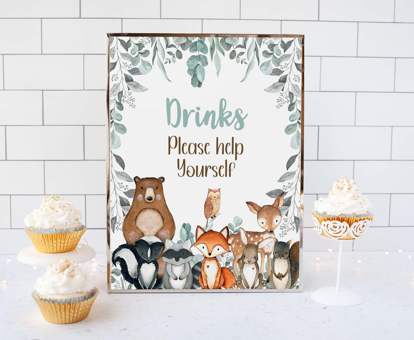 Woodland Drinks Sign | Forest Themed Party Table Decorations - 47J1