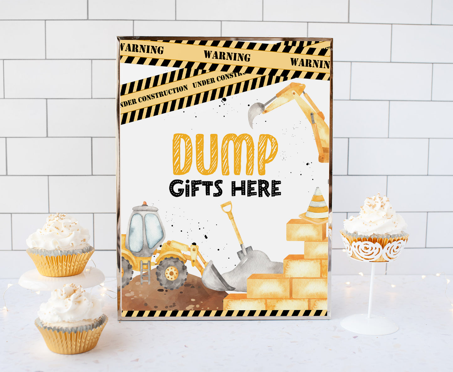Dump Gifts Here Table Sign Printable | Construction Party Table Decoration - 07A