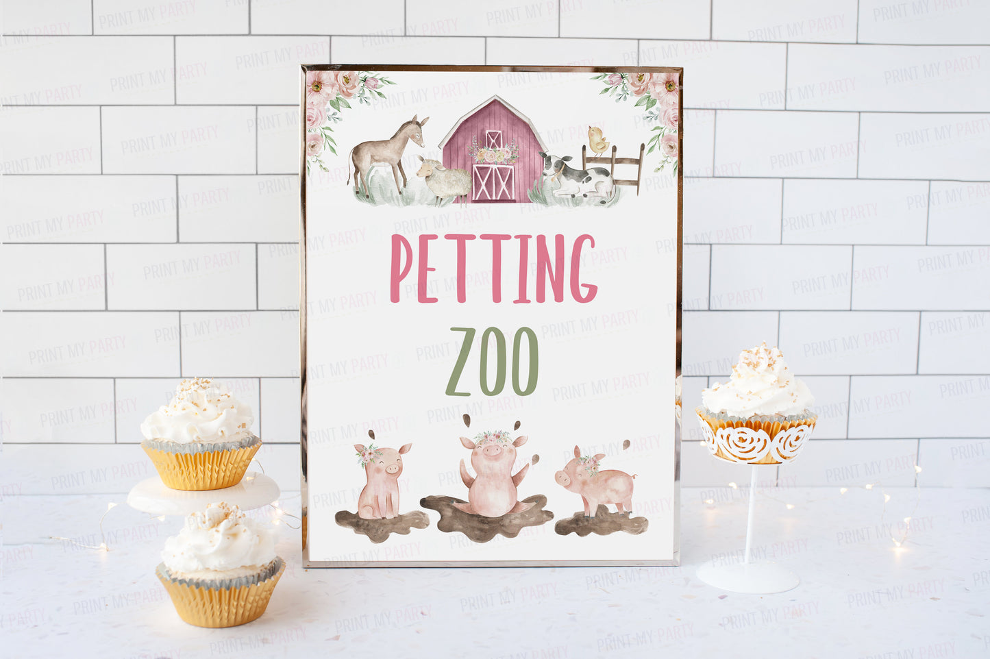 Floral Petting Zoo Sign | Girl Farm Party Decorations - 11B