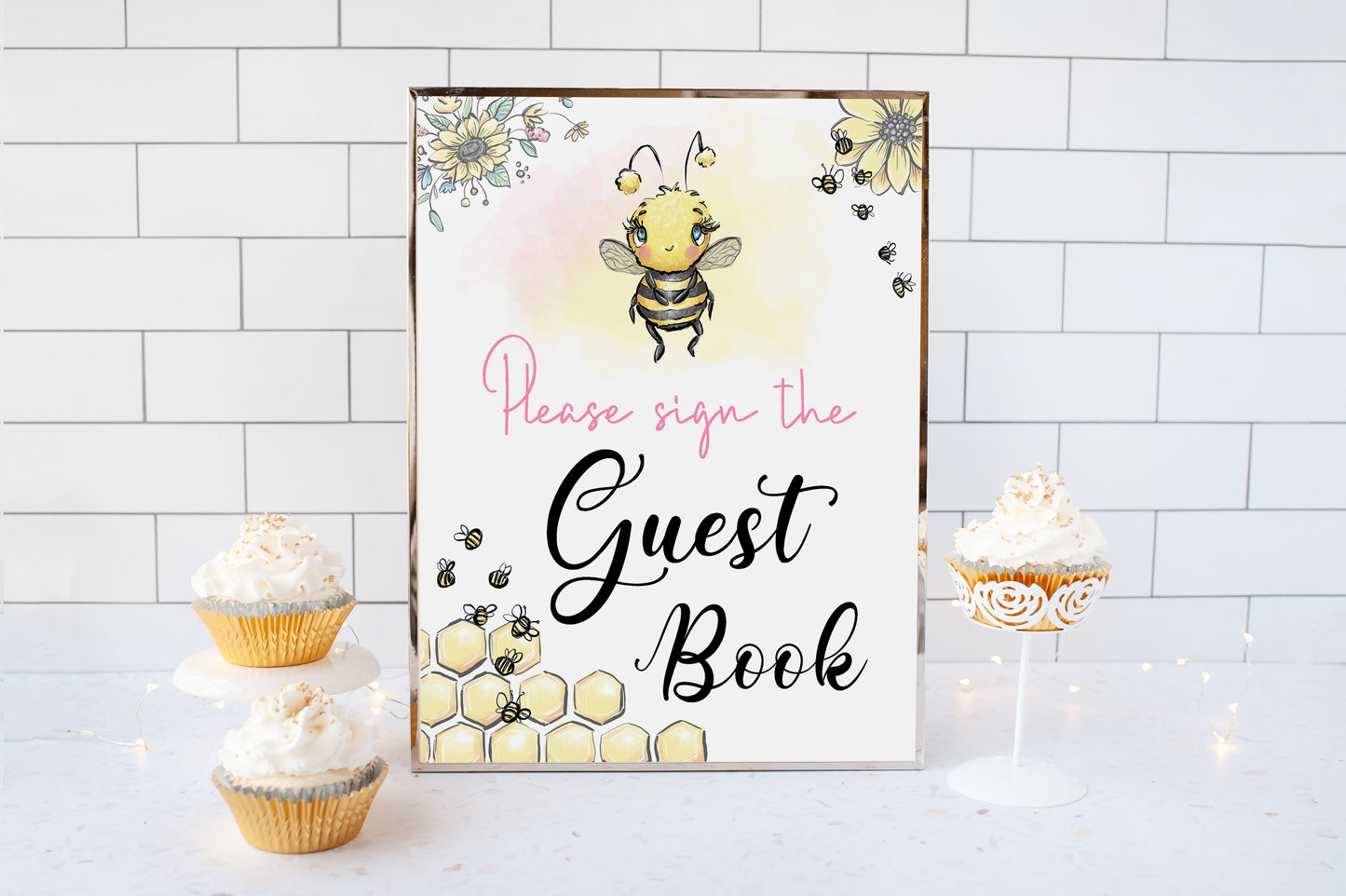 Bee Guest Book Sign | Bee theme Party Table Decoration - 61A