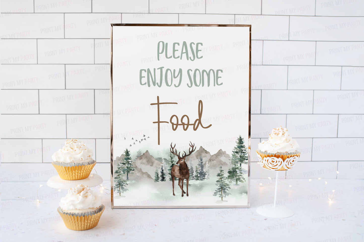 Woodland Enjoy some Food Sign | Forest Animals Party Decorations - 47H