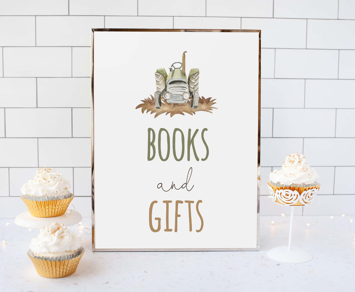 Books and gifts Sign Printable | Farm Party Table Decoration - 11E
