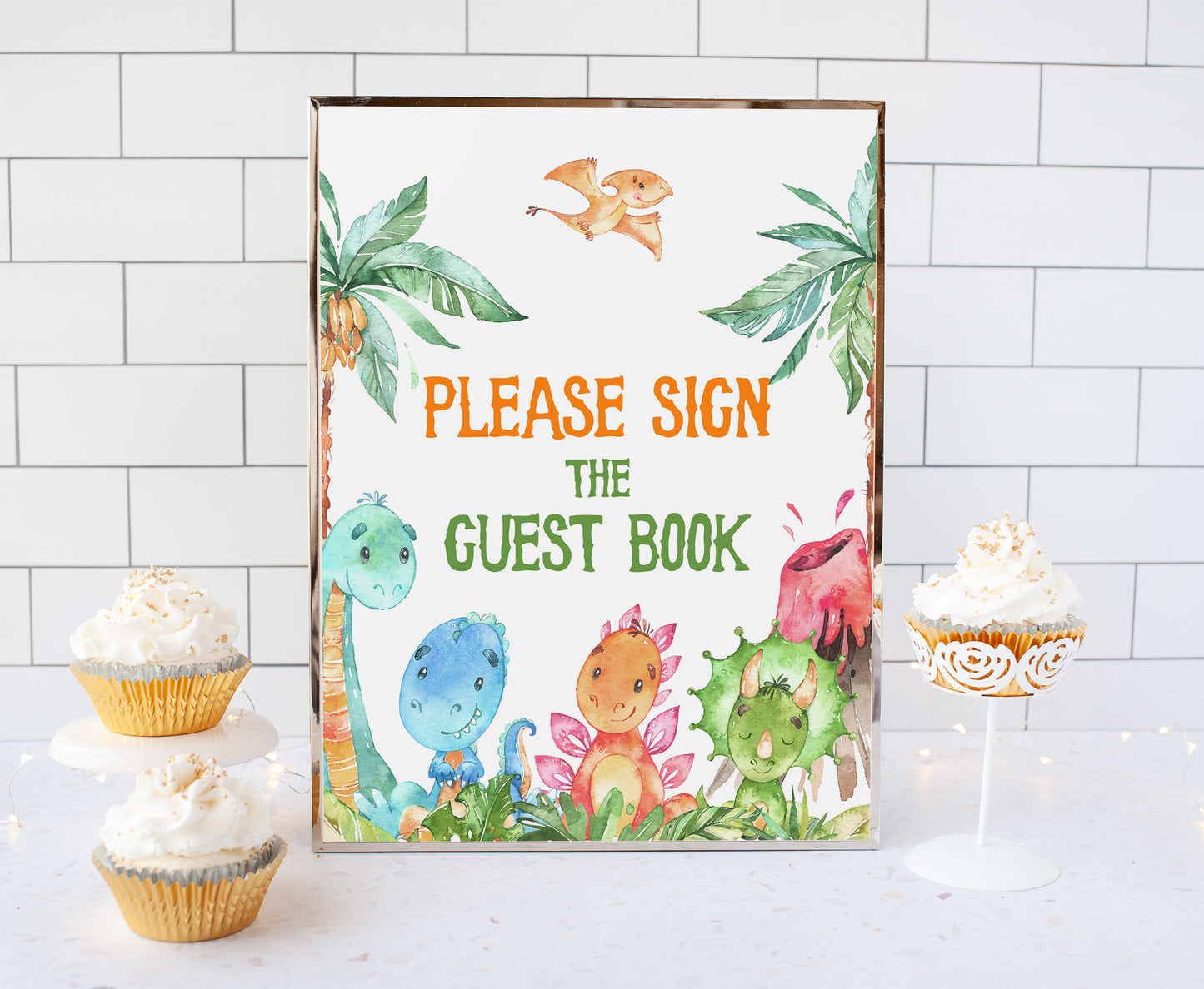 Dinosaur Please Sign the Guest Book | Dinosaur Themed Party Table Decorations - 08A