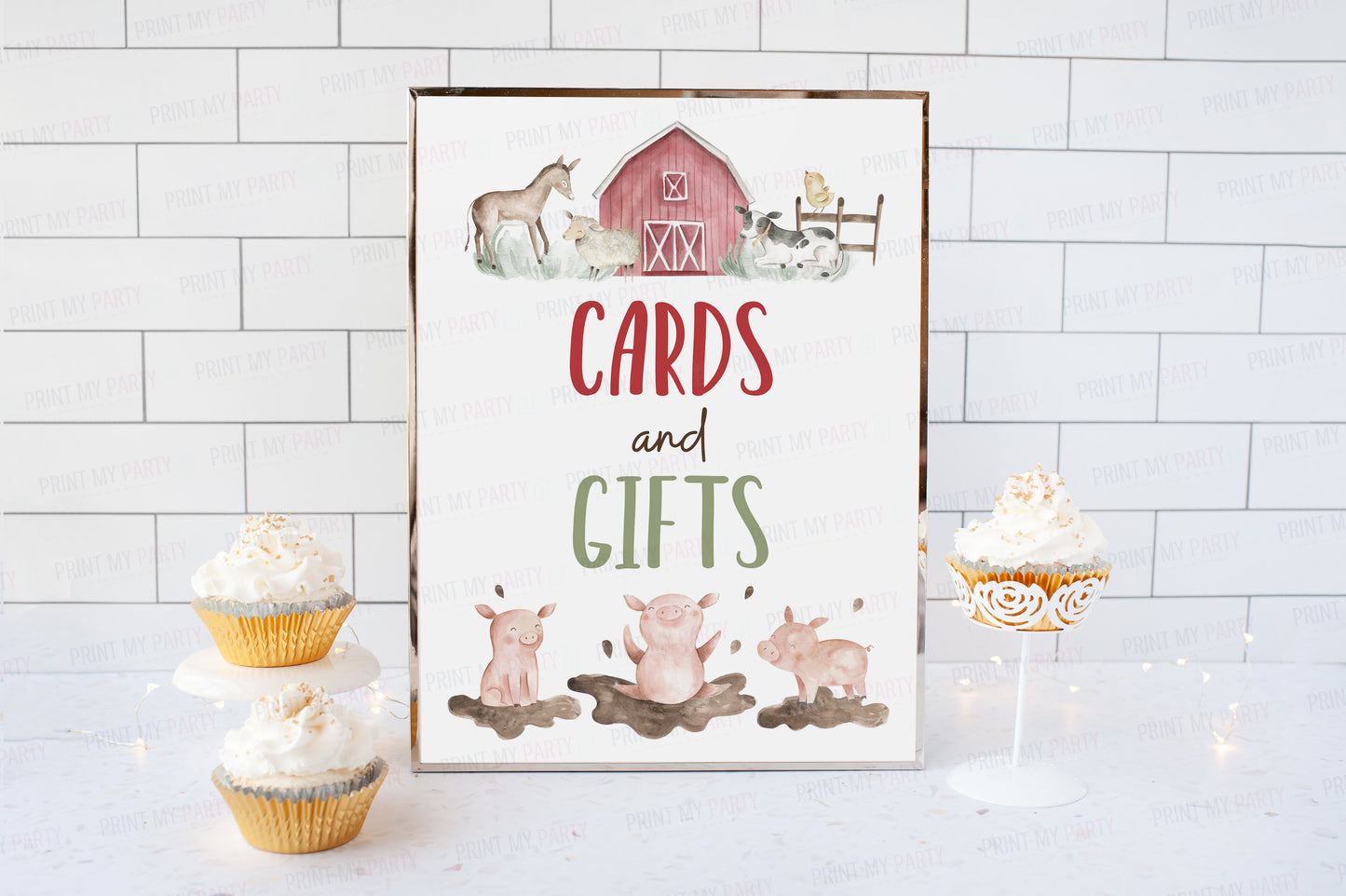 Cards and Gifts Sign | Boy Farm Party Decorations - 11B