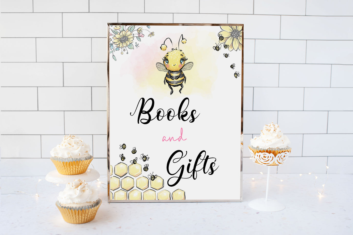 Bee Books and Gifts Sign | Bee theme Party Table Decoration - 61A