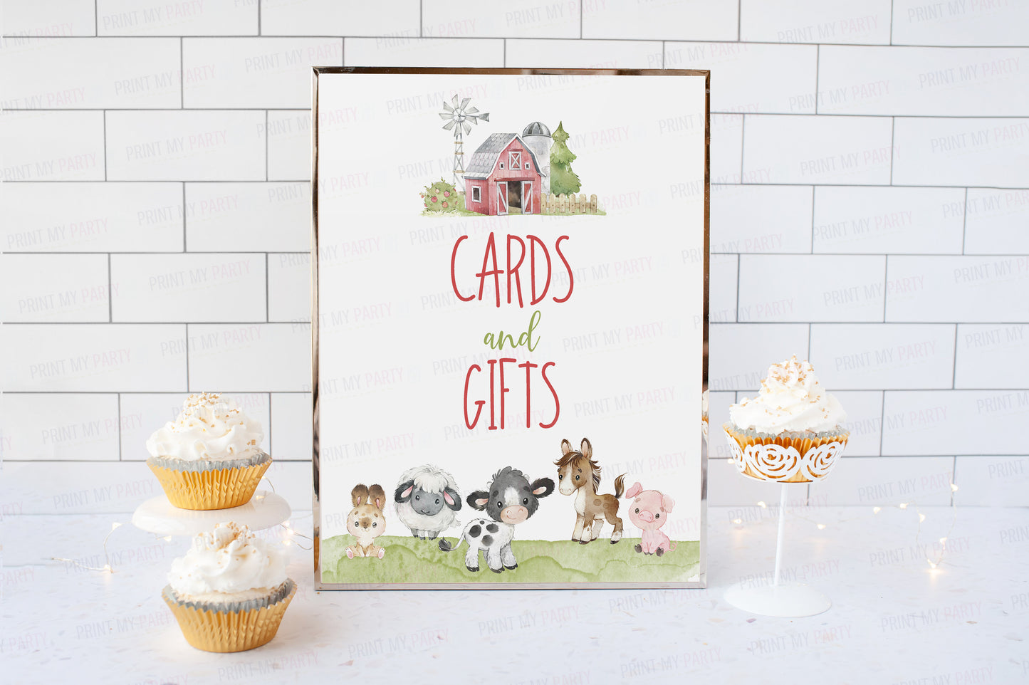 Cards and Gifts Sign Printable | Farm Party Table Decoration - 11C1