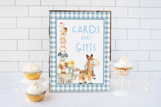 Farm Cards and Gifts Sign | Farm Theme Party Table Decoration - 11C2