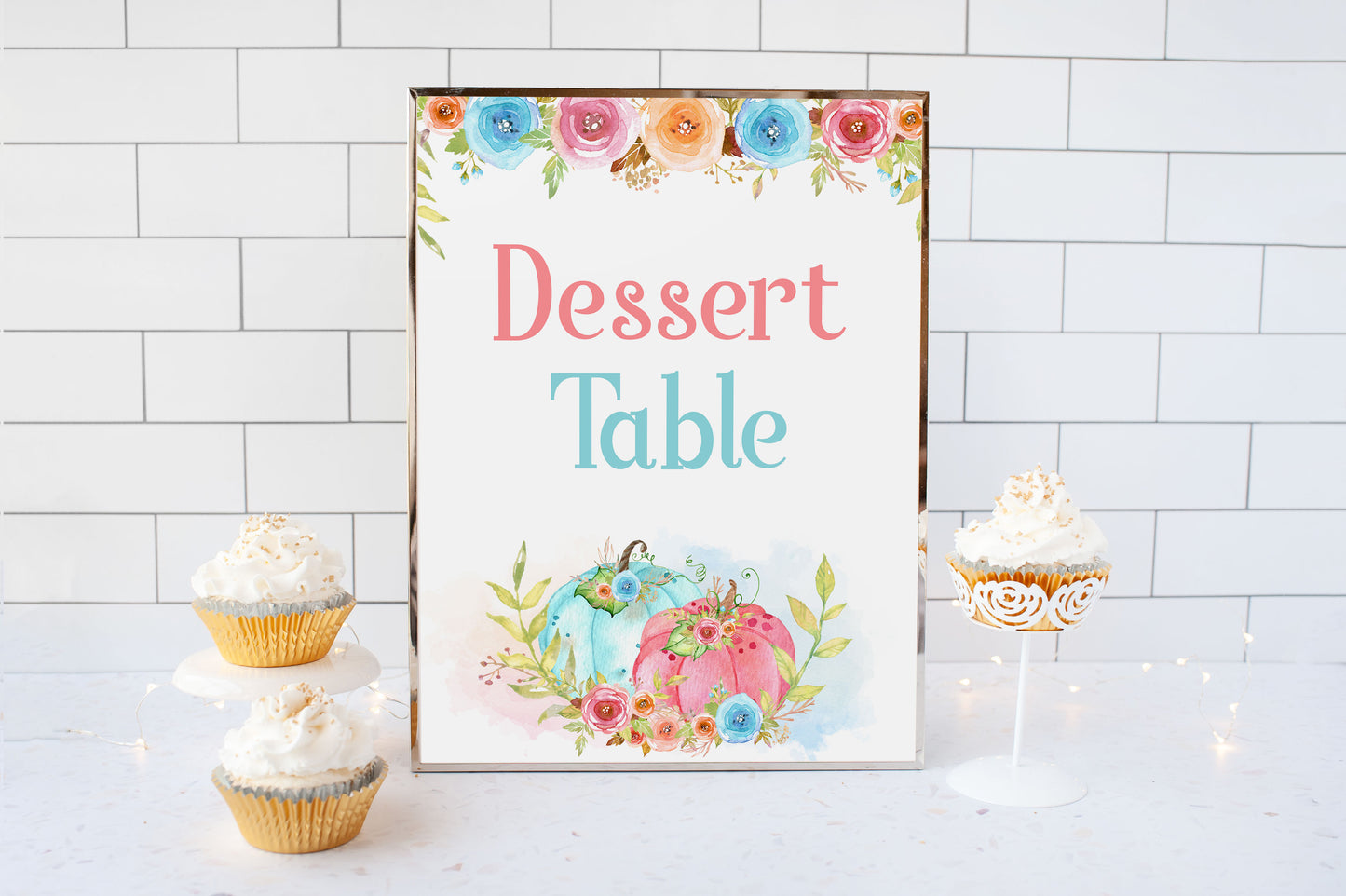 Pumpkin Dessert Table Sign Printable | Fall theme Gender Reveal Table Decoration - 30A