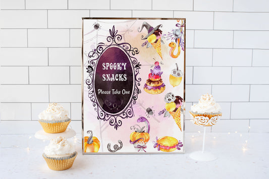 Halloween Spooky Snacks Sign | Halloween theme Party Table Decoration - 115C