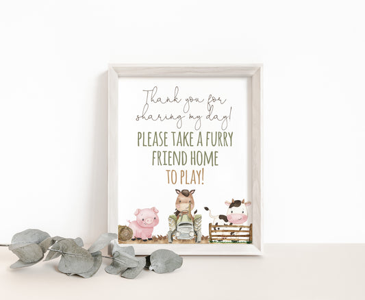 Thank you for sharing my day  Sign Printable | Farm Party Table Decoration - 11E