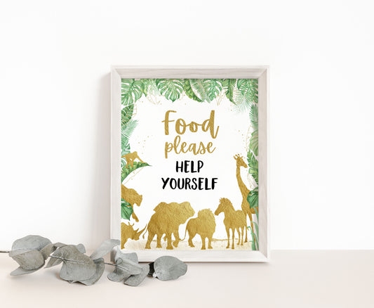 Safari Food please help youself Sign | Jungle Themed Party Table Decorations - 35K