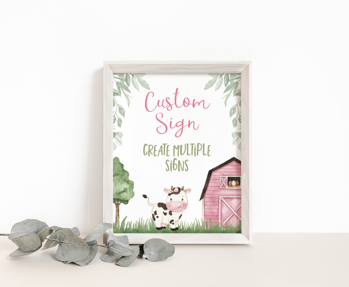 Custom Cow Table Sign | Farm Theme Party Decorations - 11A