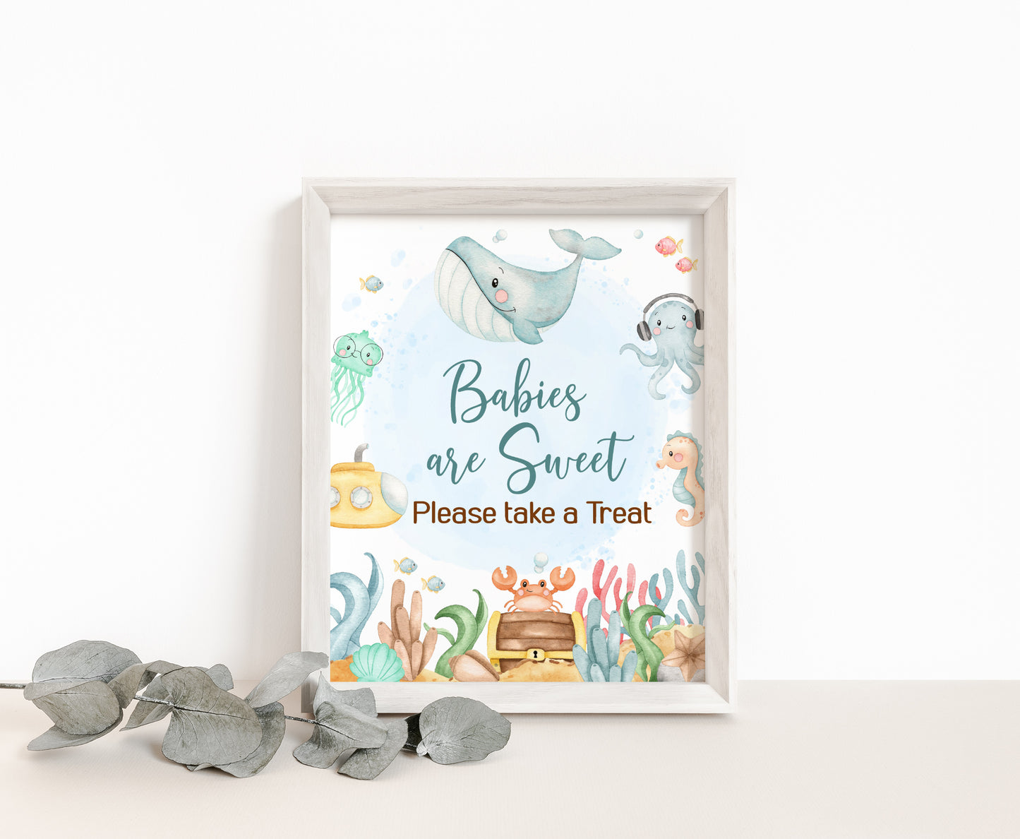 Under the Sea Babies are Sweet Sign | Ocean Themed Party Table Decorations - 44A