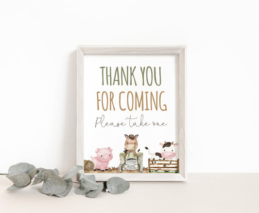 Thank you for coming Sign Printable | Farm Party Table Decoration - 11E