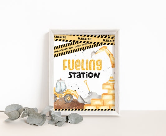 Fueling Station Table Sign Printable | Construction Party Table Decoration - 07A