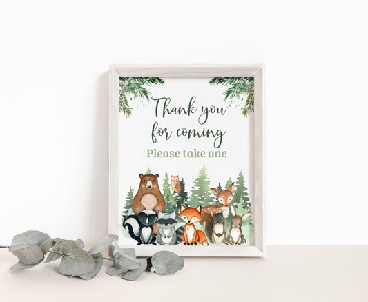 Woodland Thank You Sign | Forest Animals Party Table Decorations - 47J2