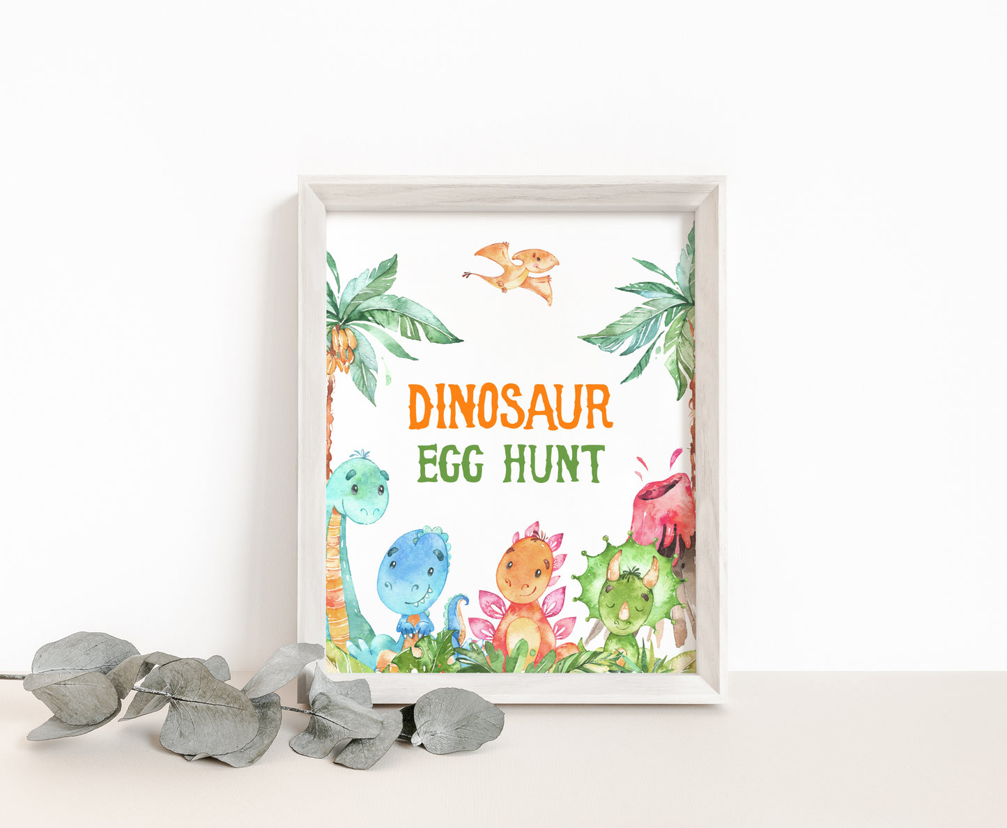 Dinosaur Egg Hunt Sign | Dinosaur Themed Party Table Decorations - 08A