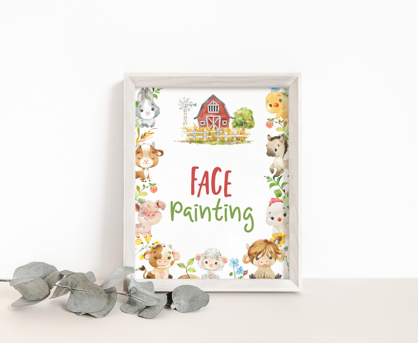 Face Painting Sign Printable | Farm Party Table Decoration - 11d