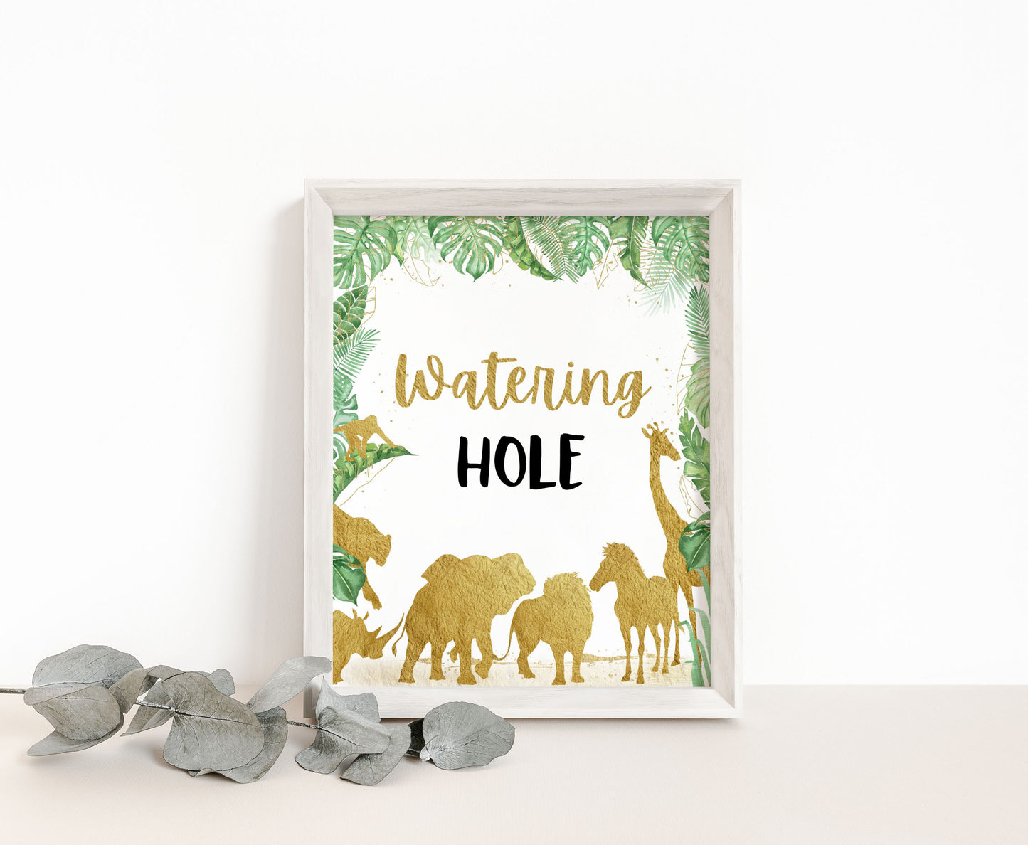 Safari Watering Hole Sign | Jungle Themed Party Table Decorations - 35K