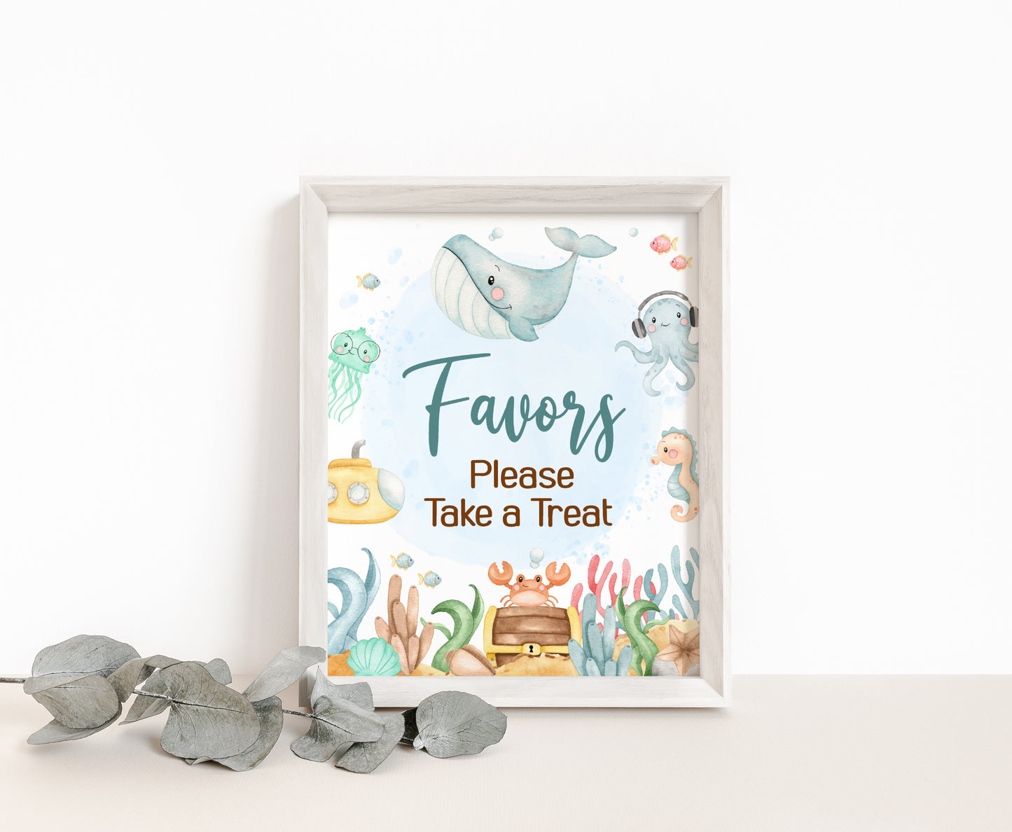 Under the Sea Favors Sign | Ocean Themed Party Table Decorations - 44A