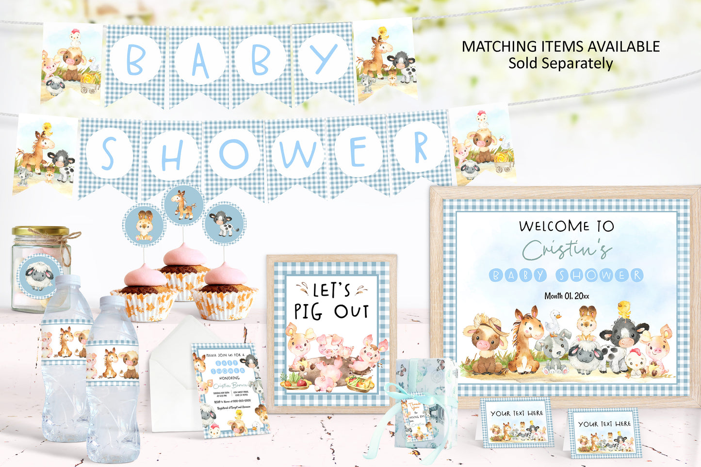 Editable Farm Baby Shower Welcome Sign | Farm theme shower decorations - 11C2