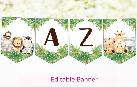 Editable Safari Banner | Jungle Party Decorations - 35E