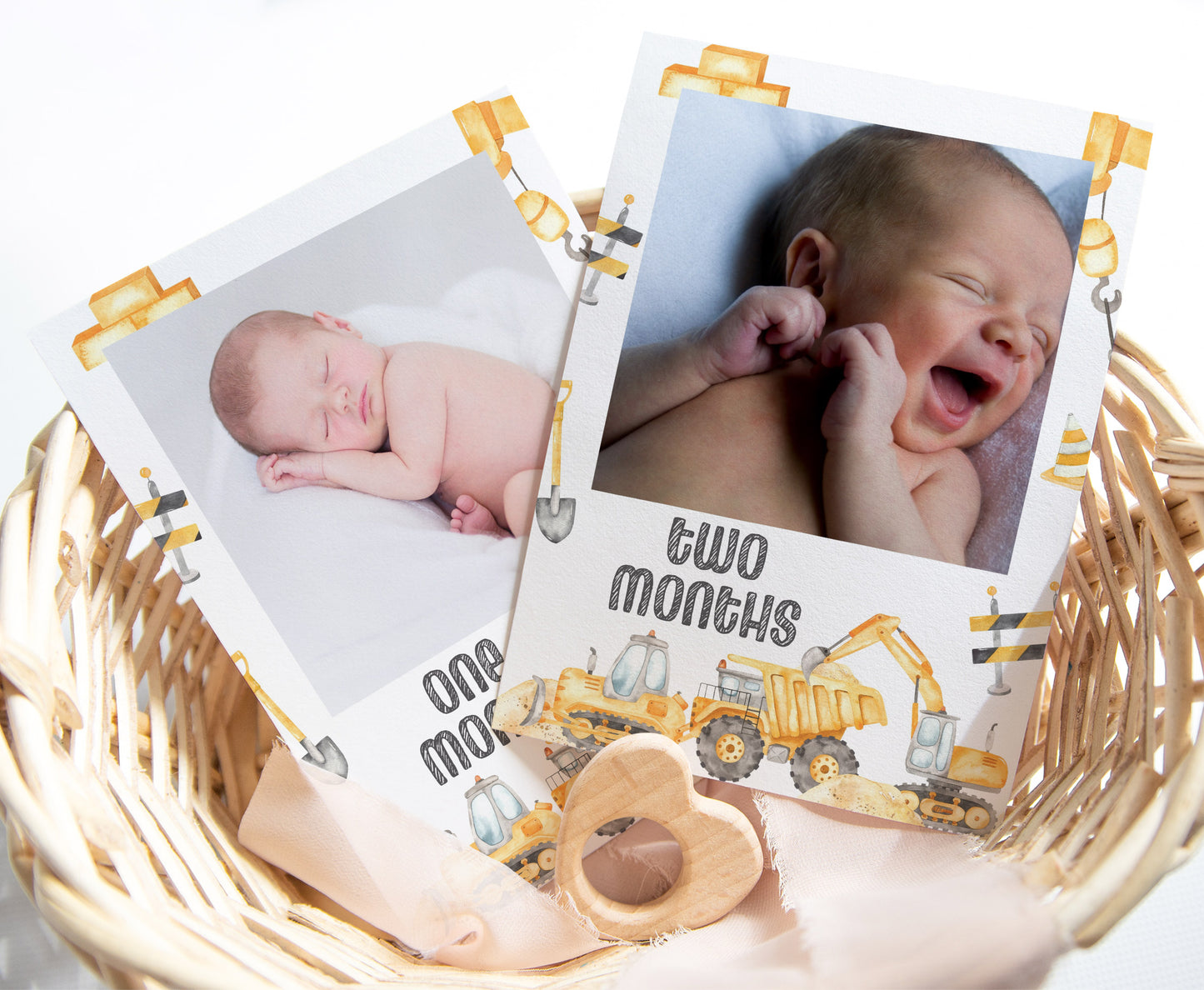 Editable Construction Monthly Banner | Dump Truck 1st Birthday Decorations - 07A