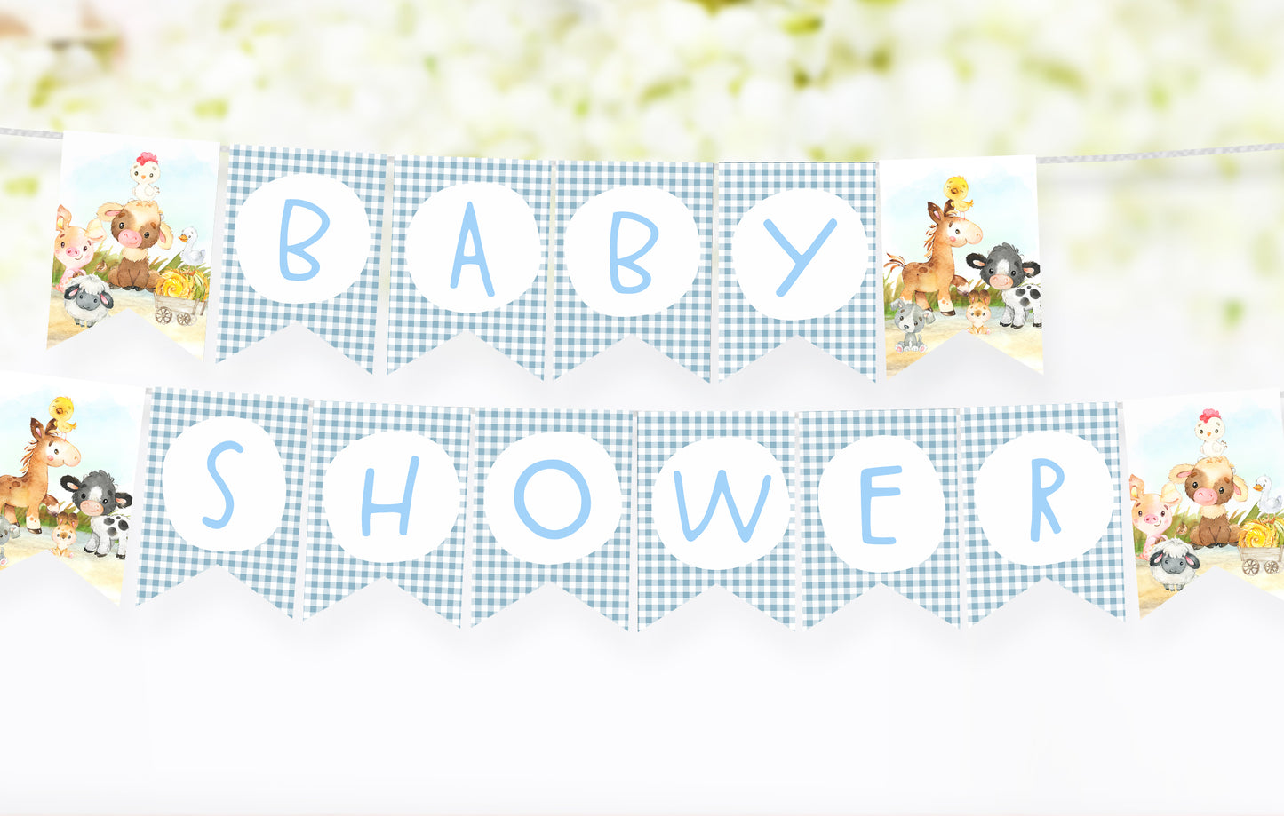 Farm Baby Shower Banner | Barnyard Baby Shower Printable Decorations - 15C