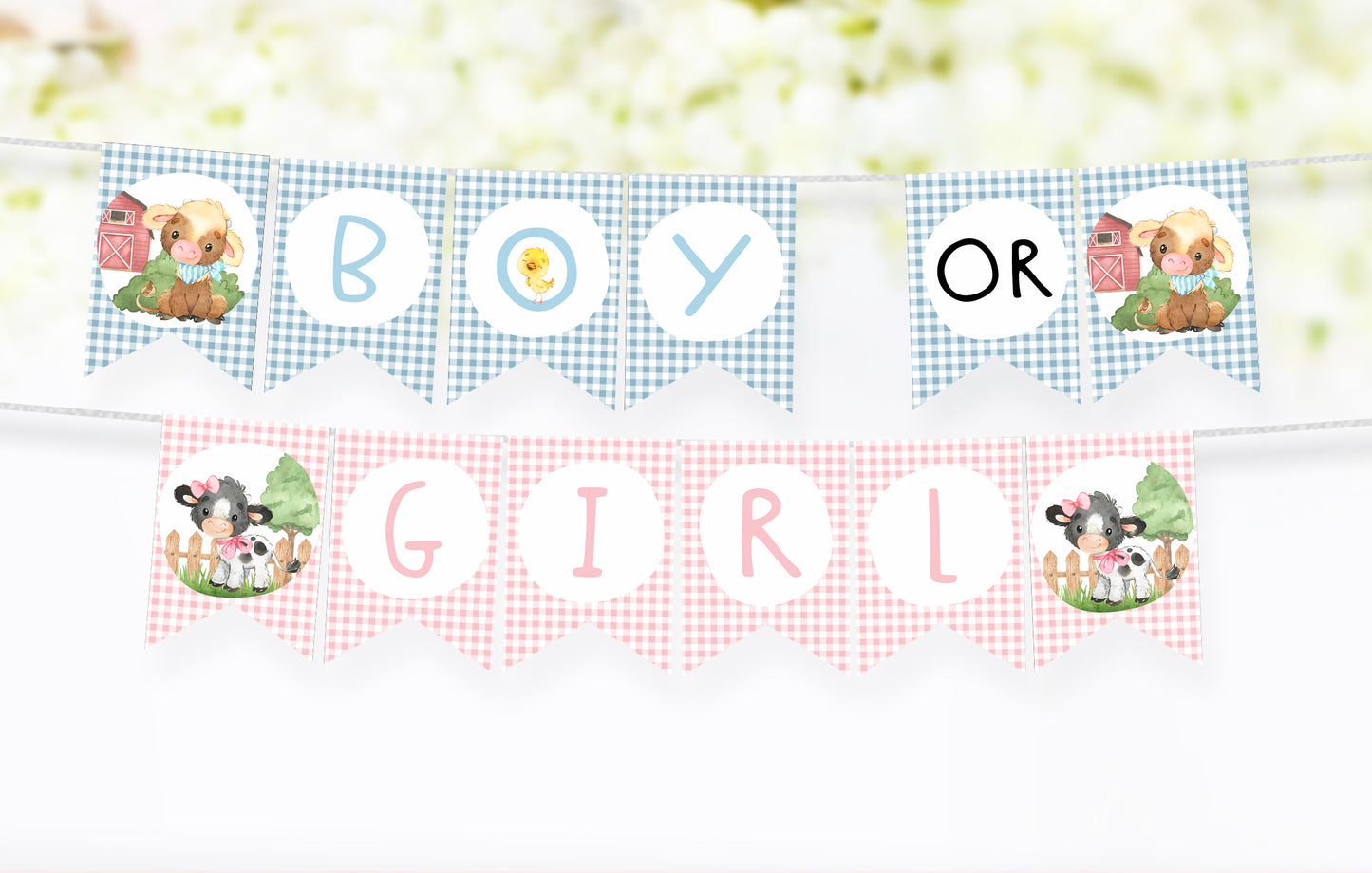 Farm Boy or Girl Banner | Cow Gender Reveal Printable Decorations - 11C3