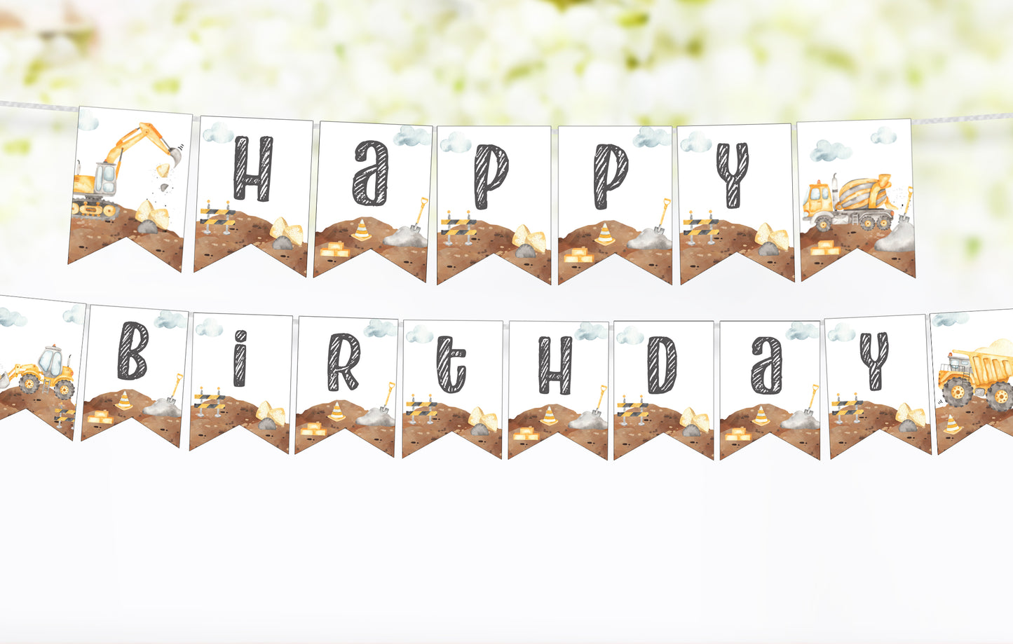 Construction Birthday Banner | Dump Truck Party Decorations - 07A