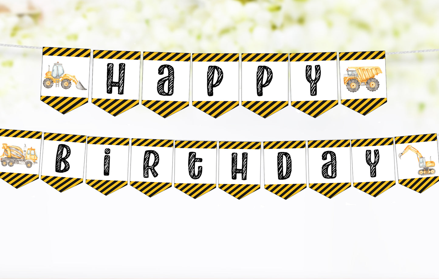 Construction Happy Birthday Banner | Dump Truck Party Decorations - 07A