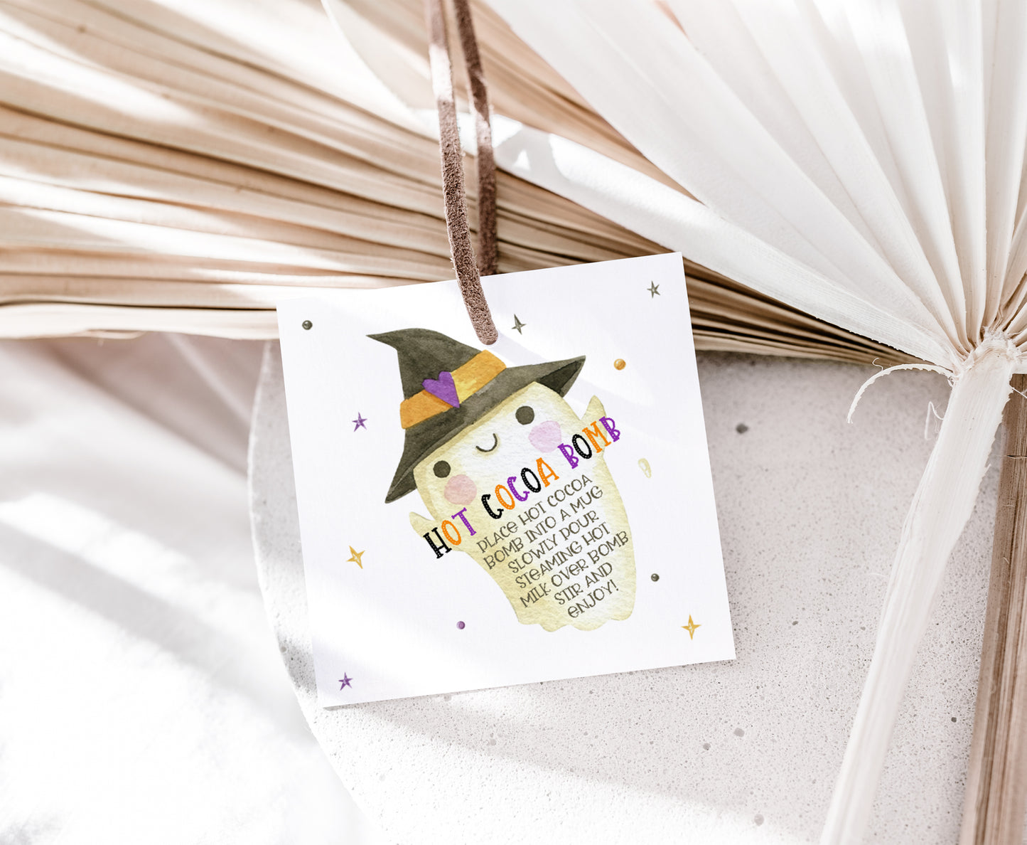 Hot Cocoa Chocolate Ghost Tags 2"x2" | Halloween Gift Tags - 115