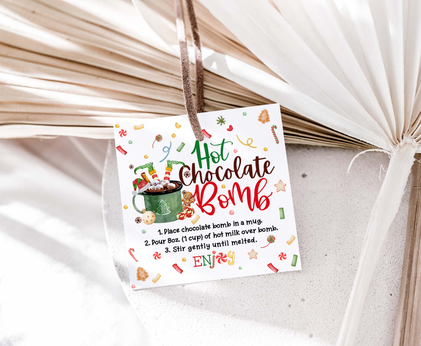 Elf Hot Cocoa Bomb Tags 2"x2" | Christmas Hot Chocolate Bomb Gift Tags-112