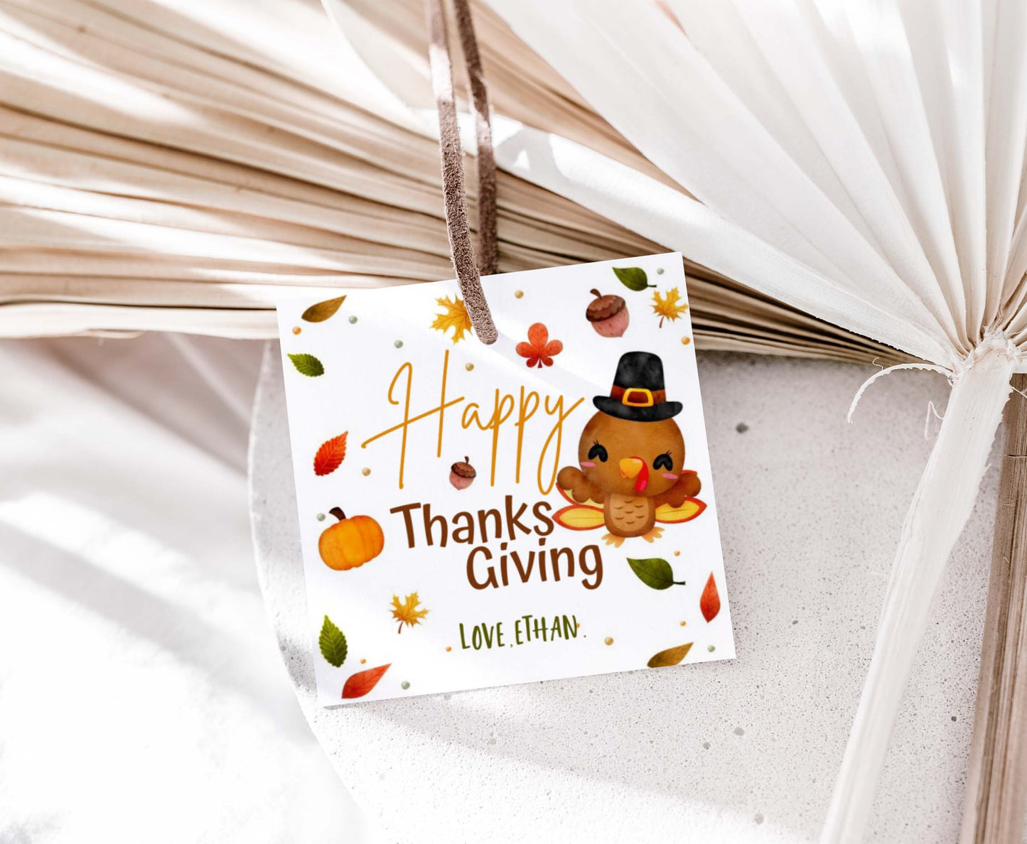 Editable Happy Thanksgiving Tags 2"x2" | Fall gift Tags- 118
